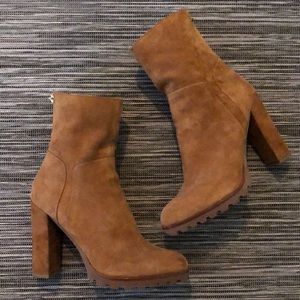 CAMEL BROWN FAUX SUEDE BOOTIES